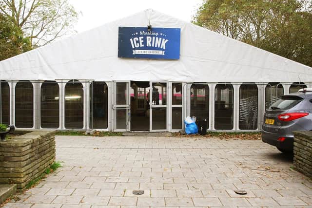 Worthing's seasonal ice rink during set up from a previous year