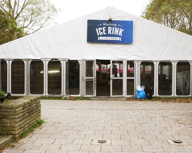 Worthing's seasonal ice rink during set up from a previous year