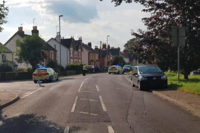 Scene of the crash in Horsham in which a motorcyclist was seriously injured