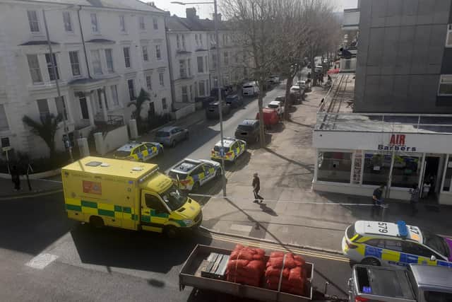 Emergency services in Pevensey Road, Eastbourne. Picture from Samuel Jenkins SUS-220328-111437001