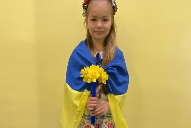 A Year 3 pupil celebrating her Ukrainian National costume