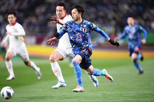 Brighton & Hove Albion loan star Kaoru Mitoma played the full 90 minutes as Japan salvaged a point against Vietnam in the final group match of the Asian qualifiers for the 2022 FIFA World Cup. Picture by Charly Triballeau/AFP via Getty Images