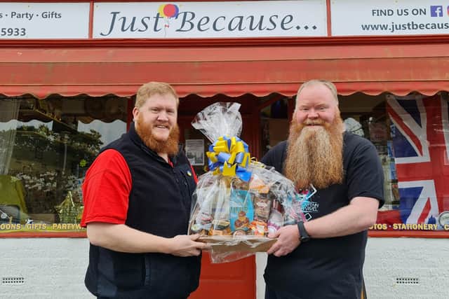 Blake Britton and Richard Daniels who own Just Because in Sea Road, East Preston, are raffling an Easter hamper for Ukraine