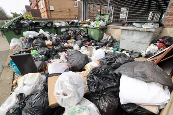 Rubbish piled up during the Adur and Worthing bin strike
