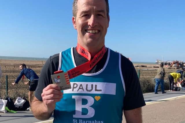 Paul Wood, 45, ran the 13.1 miles on Sunday, February 27, for St Barnabas House.