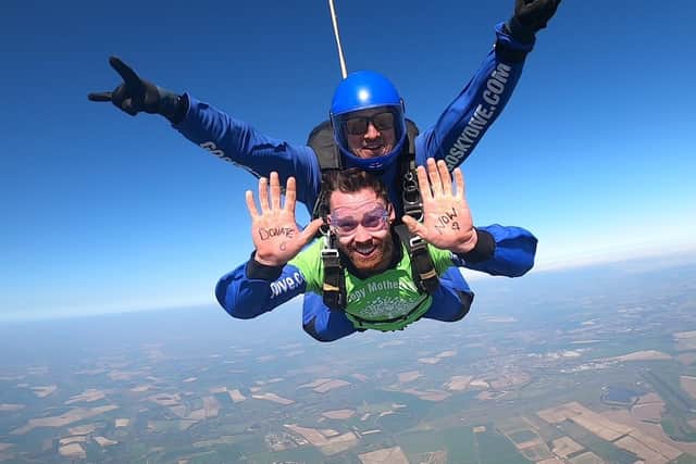 Ethan Keane from Lindfield raised more than £6,000 for St Peter & St James Hospice with a charity skydive. Picture: St Peter & St James Hospice.