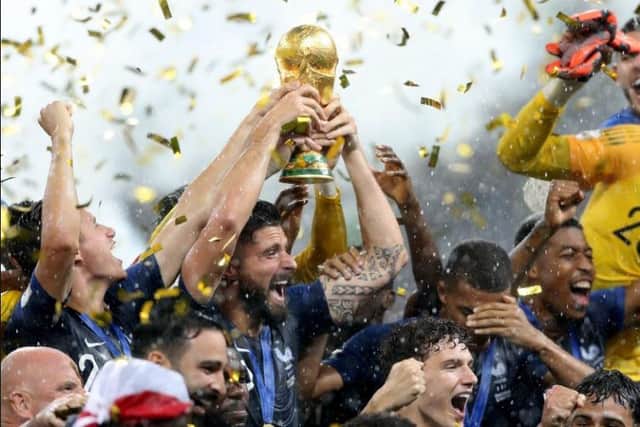 France hold aloft the FIFA World Cup after beating Croatia in the final in Moscow in 2018. Picture by Owen Humphreys/PA Wire