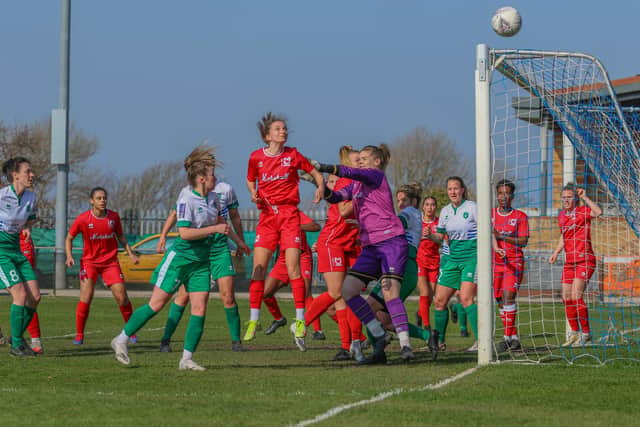 Chi and Selsey Ladies press against MK Dons / Picture: Shenna Booker