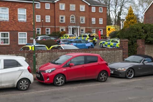 An air ambulance and multiple police cars have been spotted in Storrington this [Saturday] afternoon.