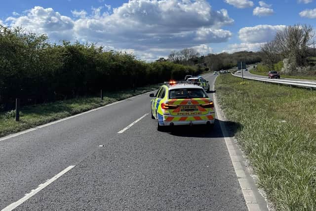Police said one lane of the A27 westbound carriageway was blocked earlier this afternoon. Picture: Acting Sergeant Andrew Heath/Sussex Roads Police.