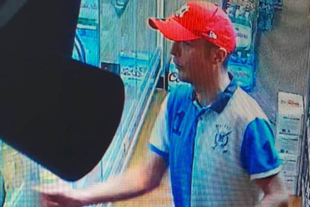 Officers said they are appealing for information to identify a man in connection with a bank card theft in Polegate. Picture from Sussex Police SUS-220404-142253001