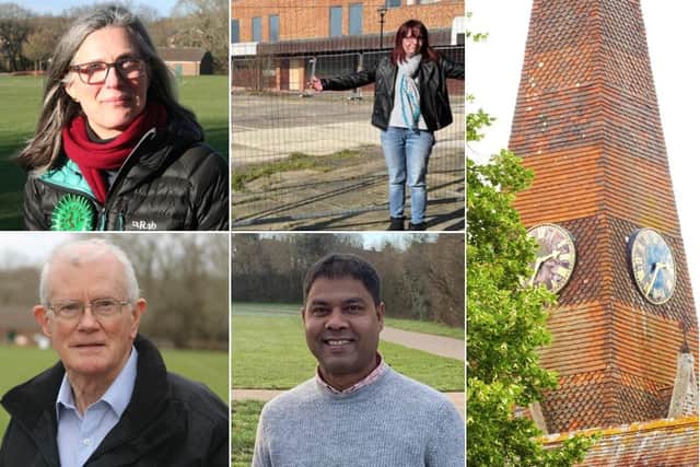 Four by-election candidates from top left clockwise: Gail Anderson, Pam Haigh, Mustak Miah and Peter Williams