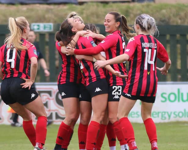 Lewes Women celebrate in a recent game against Sunderland / Picture: James Boyes