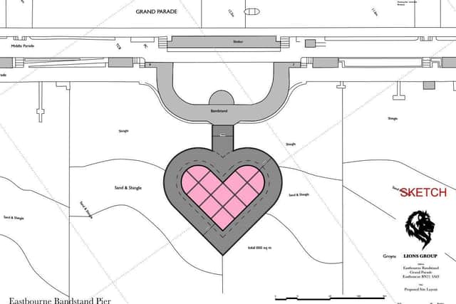 The plans for the heart-shaped pier by Eastbourne Bandstand SUS-220404-115305001