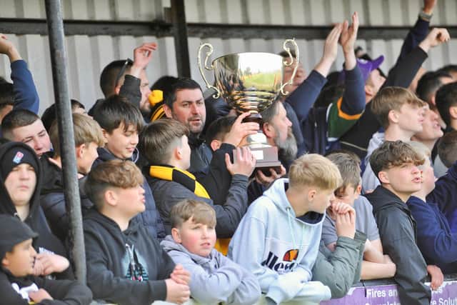 Is that the trophy in the crowd?! Town fans get into the Vase spirit / Picture: Stephen Goodger