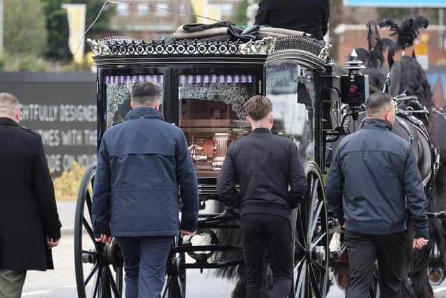 A horse-drawn hearse was pictured along the A27 ahead of traveller James Ripley's funeral. Photo: Eddie Mitchell