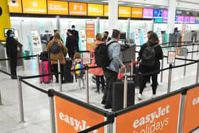 The easyJet check in desks at Gatwick's South Terminal