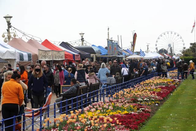 Seafront market on Eastbourne promenade (Pic by Jon Rigby) SUS-210505-110107001