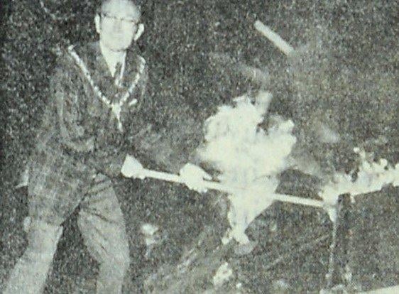 Cliff Robinson, as chairman of Adur District Council, lighting the jubilee bonfire on Adur Recreation Ground on Monday, June 6, 1977