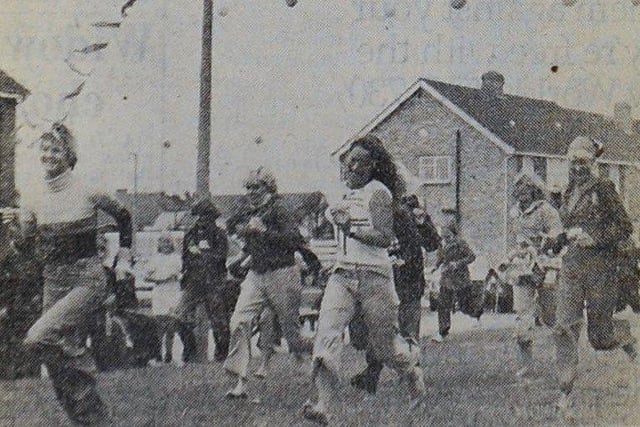 Ladies racing in St Giles Close, Shoreham, at the jubilee party on Monday, June 6, 1977