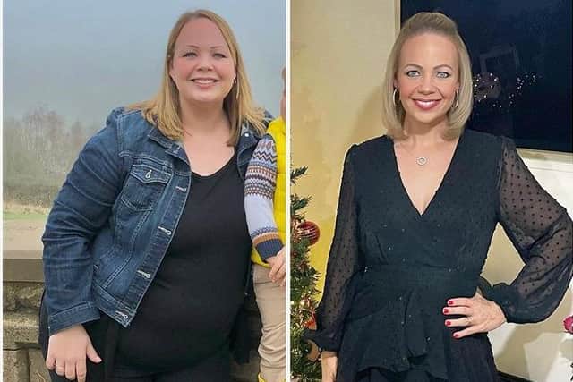 Amy Smith before and after the weight loss