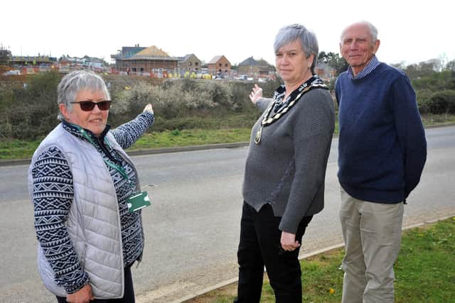 Angmering Parish Council chairman Nikki Hamilton-Street, centre, pictured  with vice-chairman Alison Reigate and chairman of the planning committee, John Oldfield. Photo: Steve Robards