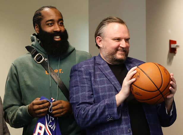 Philadelphia 76ers' Daryl Morey with NBA star James Harden -Morey is believed to be part of WAGMI United