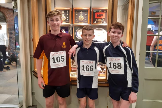 The first three home in the Year 7/8 boys