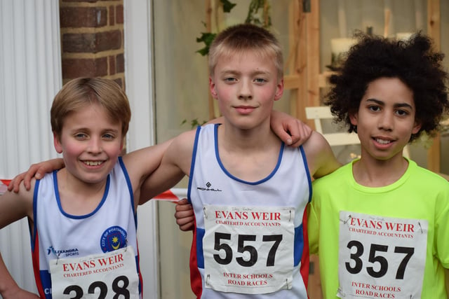 The first three home in the Year 6 boys' race