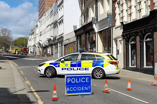 London Road in Christ Church, St Leonards was closed earlier today (April 7) with police and firemen both present. Photo by Andrew Clifton. SUS-220704-155248001