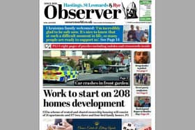 Today's front page of the Hastings, St Leonards and Rye Observer SUS-220704-130944001