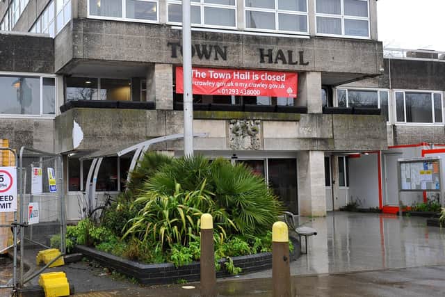 Crawley Town Hall. Pic Steve Robards SR2102021 SUS-210202-115716001