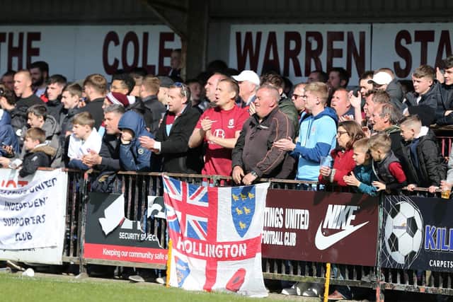 Waiting: Expectant Hastings United fans at The Pilot Field last weekend / Picture: Scott White