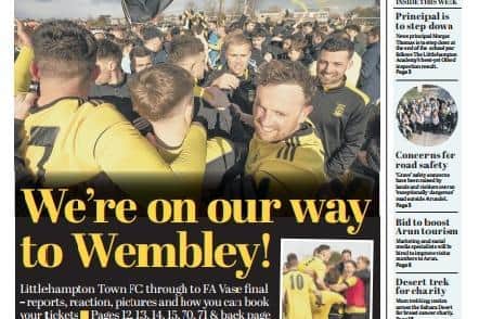 How we reported the Golds getting to Wembley on the Littlehampton Gazette this week