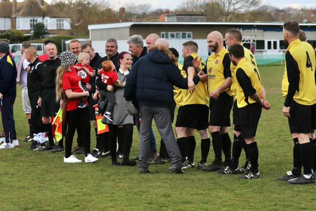 The family meet the players before the Ore Athletic match played for Jason Callow / Picture: Joe Knight