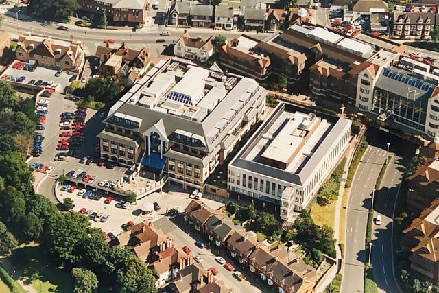 Horsham town centre pictured from above around 1997