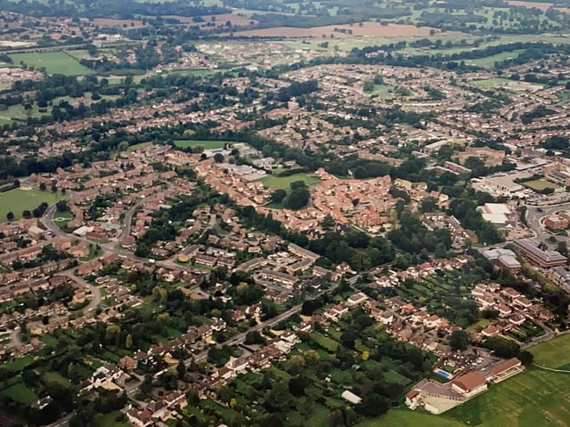 The area around Worthing Road and the cricketground in Horsham pictured in the late 1990s