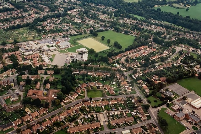 The Comptons Lane area in Horsham including Millais, Forest and the QEII School, pictured in the late 1990s
