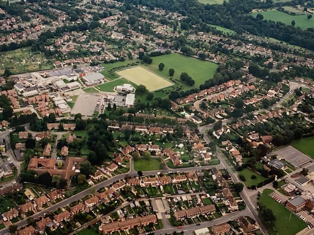 The Comptons Lane area in Horsham including Millais, Forest and the QEII School, pictured in the late 1990s