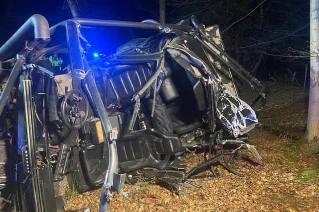 Police have appealed for witnesses to a crash that seriously injured a driver on the B2036 Balcombe Road. Picture: Turners HIll Fire.