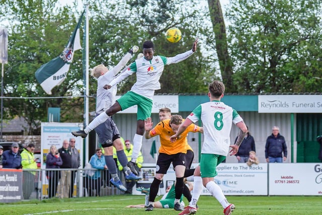 Action from Bognor's 1-1 Isthmian premier draw with East Thurrock at Nyewood Lane / Pictures: Lyn Phillips and Trevor Staff