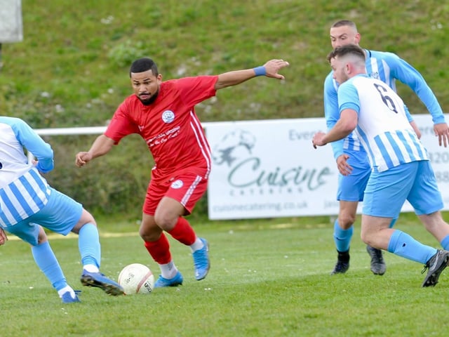Action from Shoreham's 2-0 win at Worthing United in division one of the SCFL / Pictures: Stephen Goodger