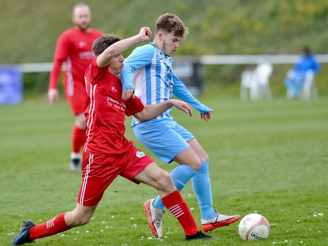 Action from Shoreham's 2-0 win at Worthing United in division one of the SCFL / Pictures: Stephen Goodger