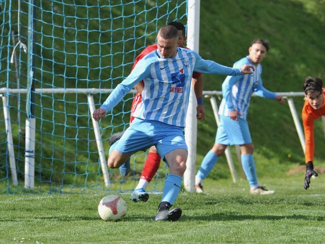 Action from Shoreham's 2-0 win at Worthing United in division one of the SCFL / Pictures: Stephen Goodger