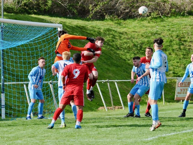 Action from Shoreham's 2-0 win at Worthing United in division one of the SCFL / Pictures: Stephen Goodger