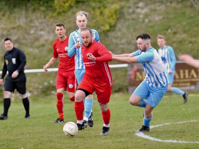 Action from Shoreham's 2-0 win at Worthing United in division one of the SCFL / Pictures: Stephen Goodger