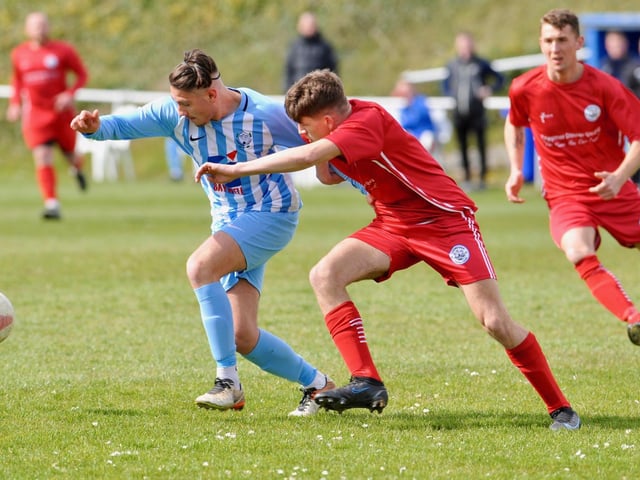 Action from Shoreham's 2-0 win at Worthing United in division one of the SCFL / Pictures: Stephen Goodger