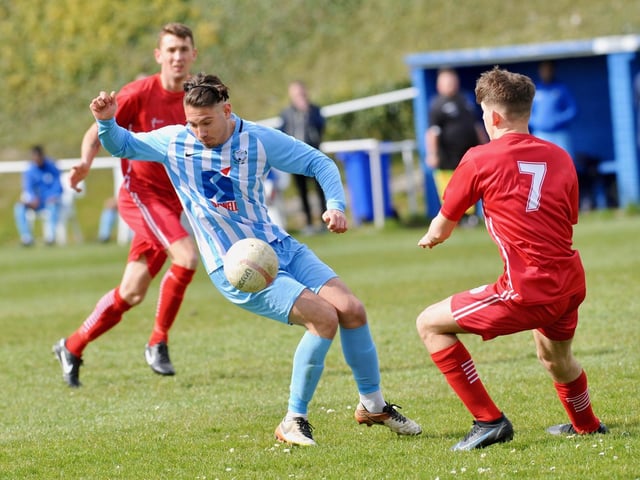 Action from Shoreham's 2-0 win at Worthing United in division one of the SCFL / Pictures: Stephen Goodger