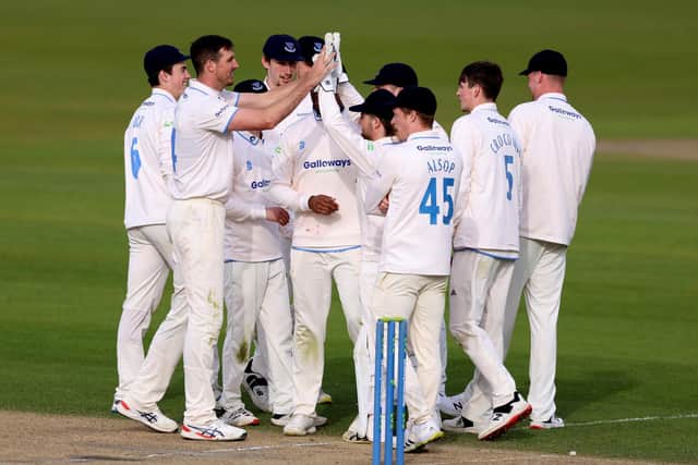 Sussex celebrate a Notts wicket but the visitors came out on top at Hove / Picture: Getty