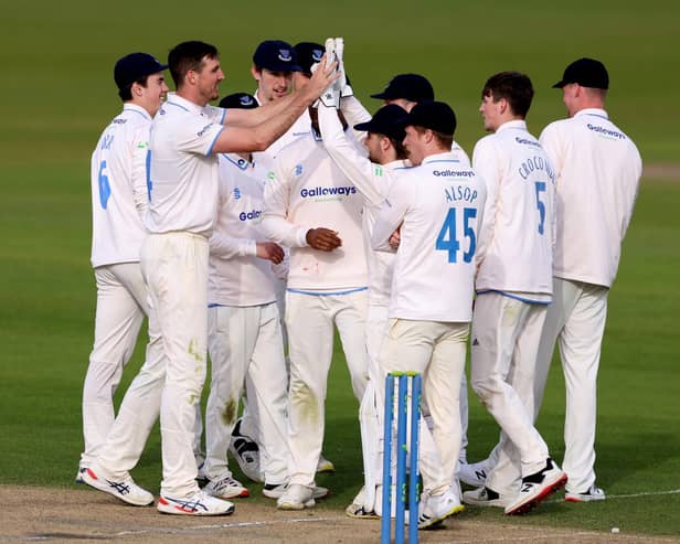 Sussex celebrate a Notts wicket but the visitors came out on top at Hove / Picture: Getty